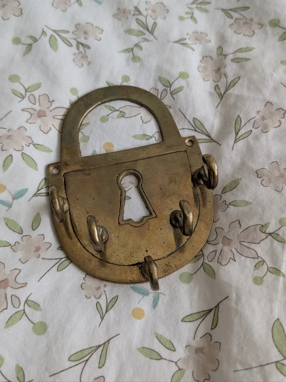 Vintage Brass Padlock Key Holder